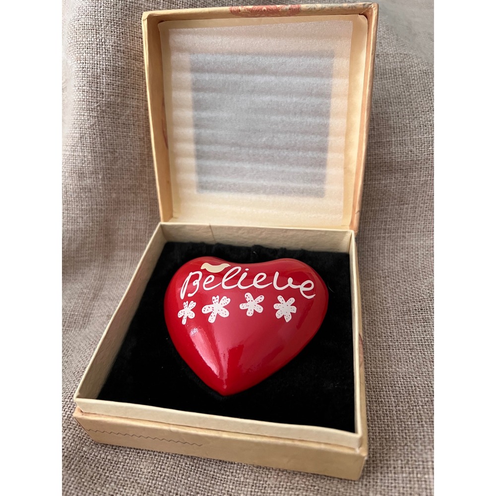 Christy Tomlinson Designs Believe Chime Heart Red Floral Inspirational Keepsake